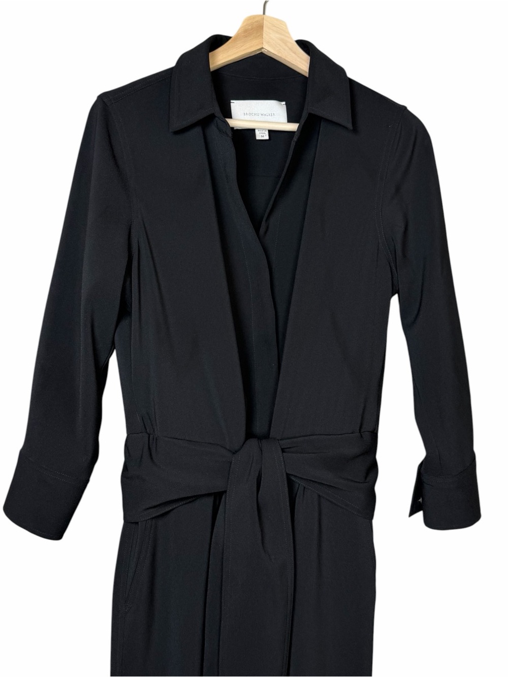 Brochu Walker Anze Black Belted Jumpsuit Tapered Leg Designer Size Medium - Picture 3 of 10